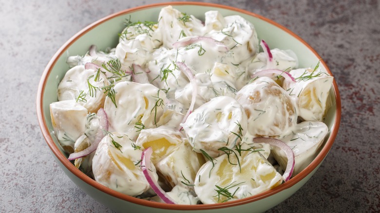 Potato salad with herbs and onions
