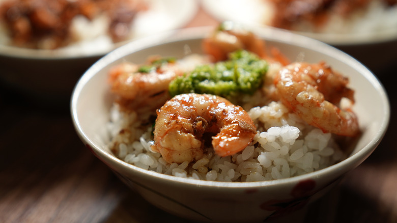 braised shrimp over rice