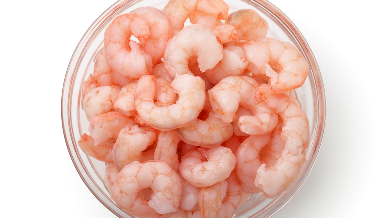 pickled shrimp in glass cup