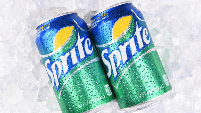 cans of sprite on ice