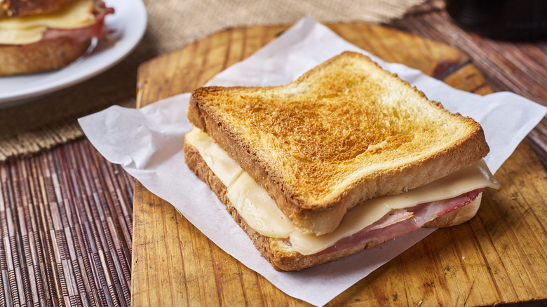 Toasted ham and cheese sandwich