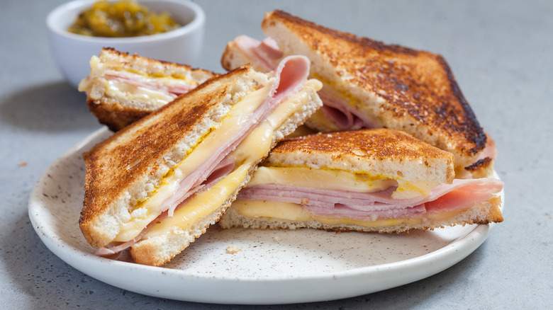 Grilled ham and cheese sandwich