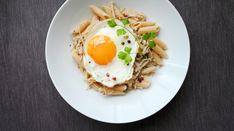 pasta with fried egg