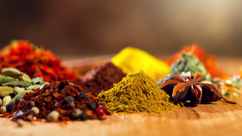 Piles of Indian spices