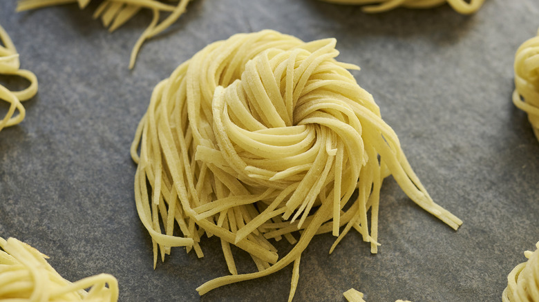 fresh pasta in nest