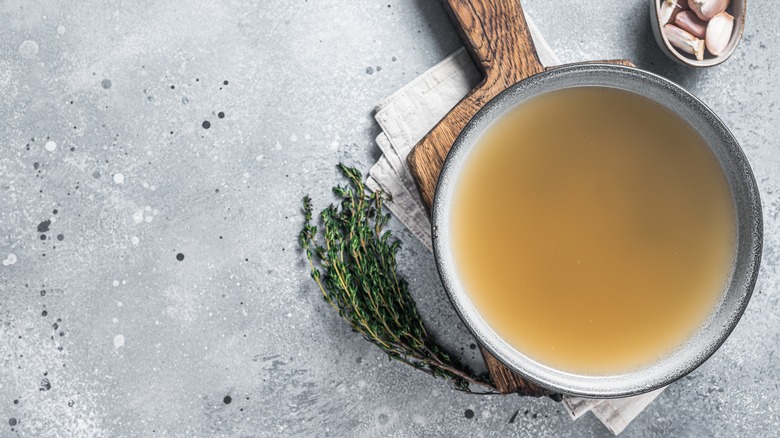 chicken stock in bowl