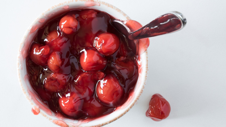 bowl of cherry pie filling