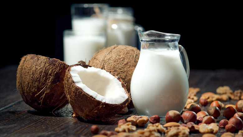 pitcher of coconut milk