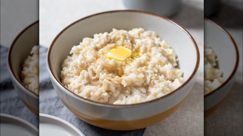 butter over rice in bowl