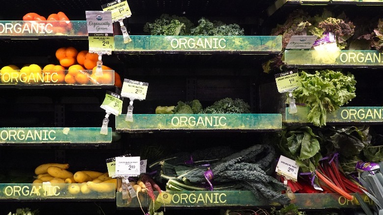 organic produce on shelves