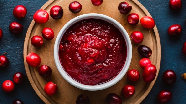 Bowl of cranberry sauce