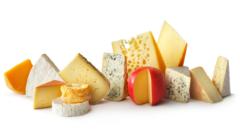 Assorted wedges of cheese