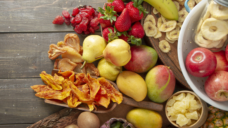 Assorted fresh and dried fruit