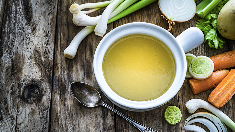 Bowl of vegetable stock