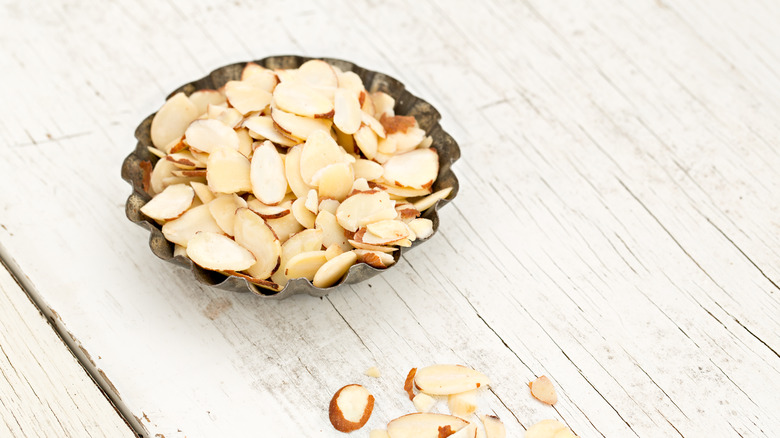 Bowl of slivered almonds