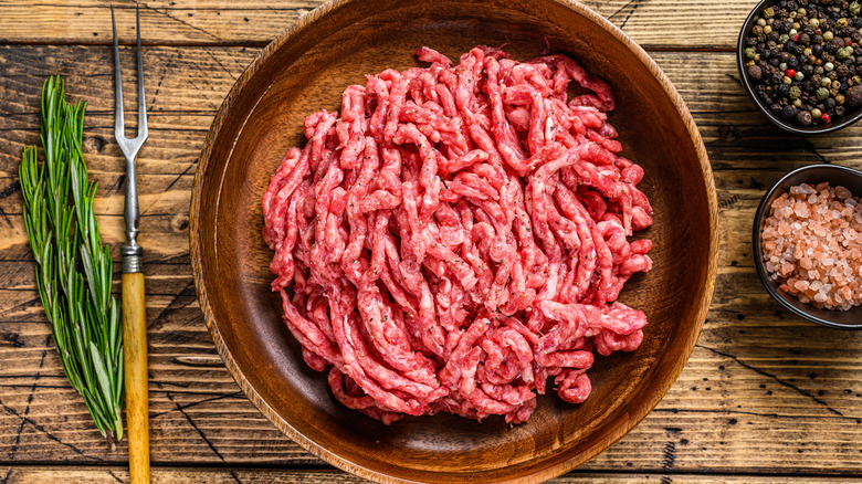 bowl of raw ground meat