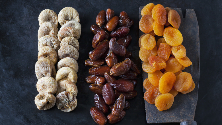 rows of dried fruit