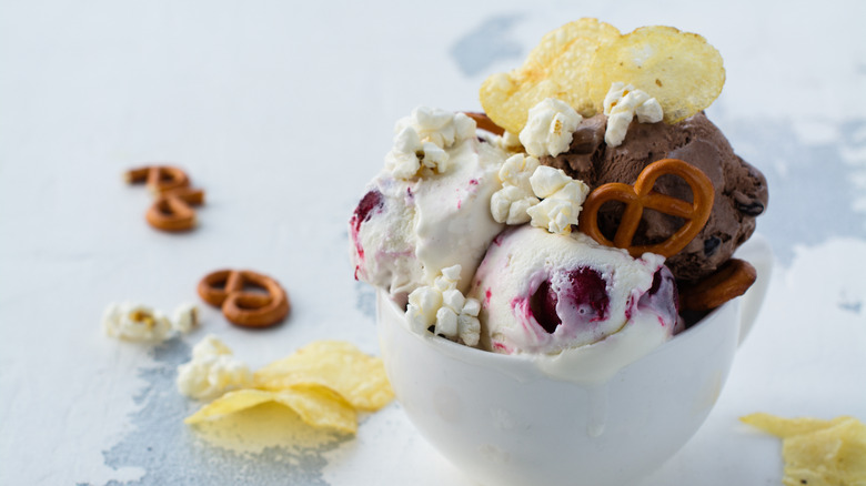 ice cream with potato chips