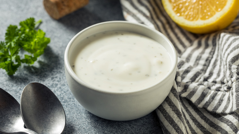 Ranch dressing in bowl