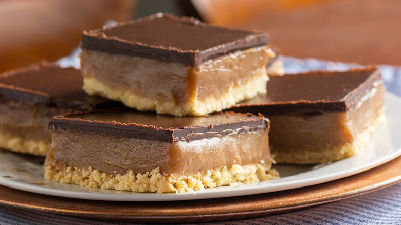 Slices of millionaire's shortbread