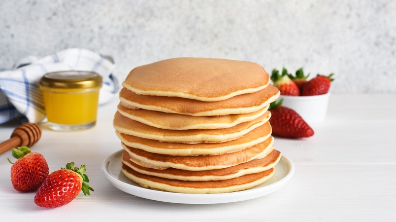 Stack of plain pancakes