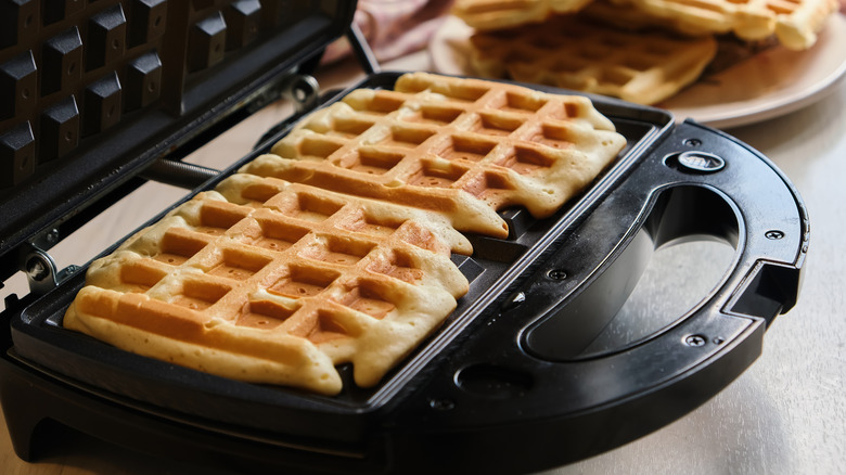 waffles in waffle making machine