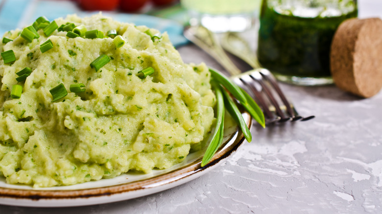 wasabi mashed potatoes with green onions