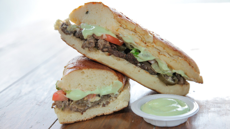 beef sandwich with wasabi spread