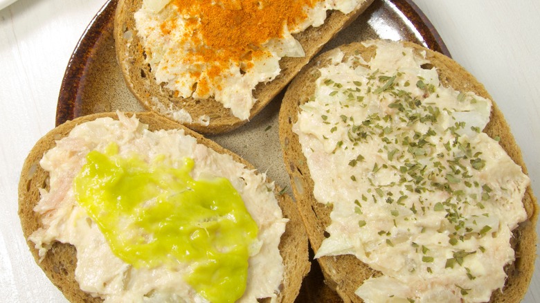 slices of toast with variety of toppings