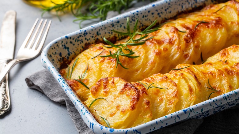 potato gratin in dish