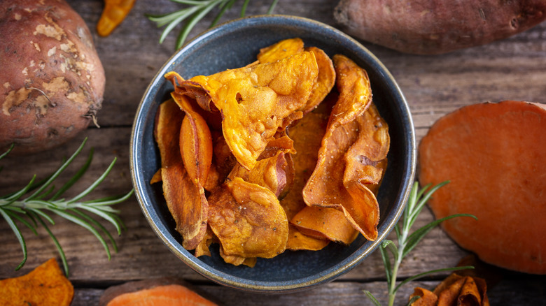 sweet potato chips in bowl