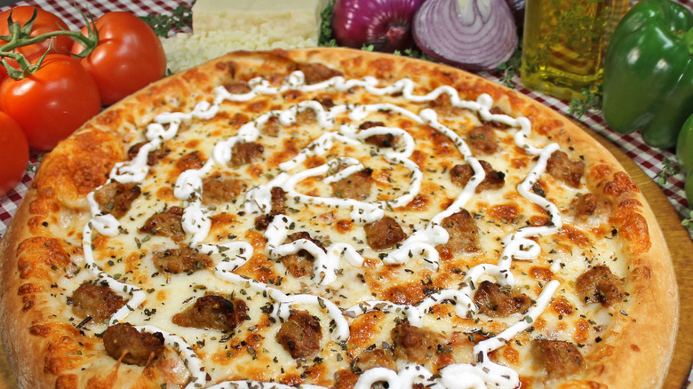 Cheese and sausage pizza