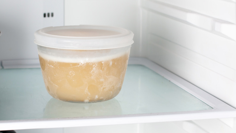 jar of frozen chicken broth