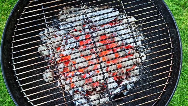 charcoal grill heating up