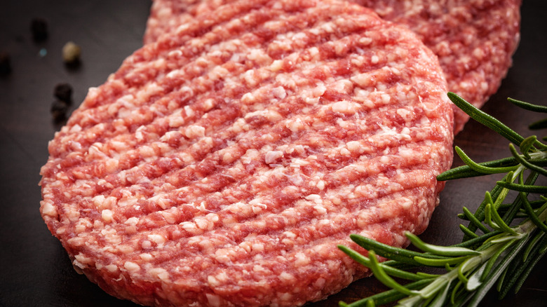 fresh raw burger meat