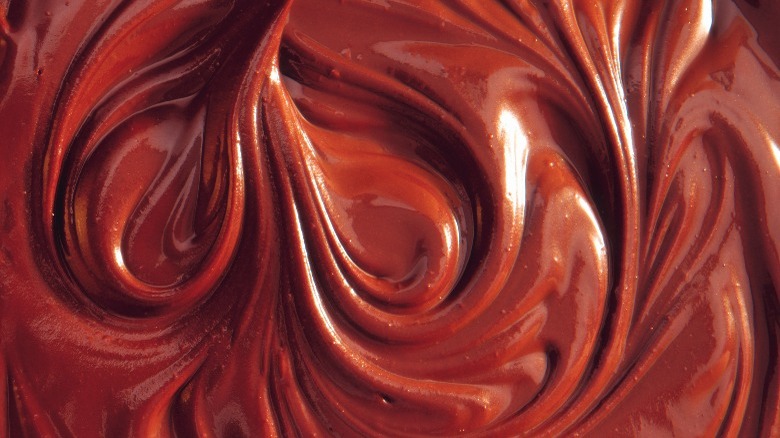 Closeup of chocolate frosting