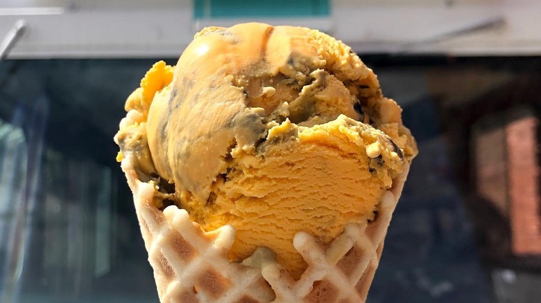 Cone of tiger tail ice cream 