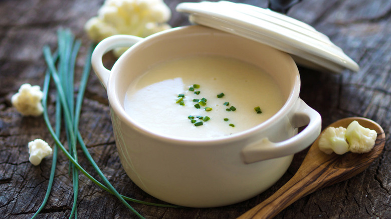 No-Cream Cauliflower Soup in bowl