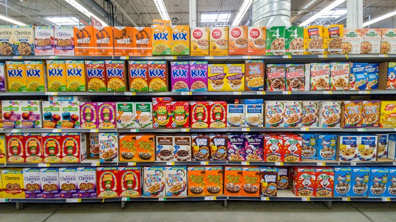 Cereal aisle at grocery store