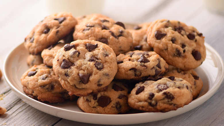 Plate of chocolate chip cookies