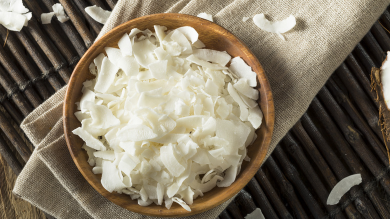 Bowl of coconut flakes