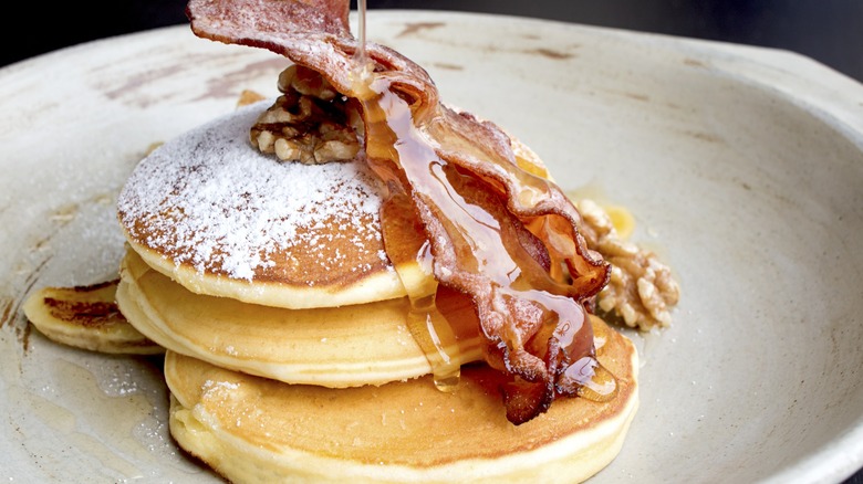 Bacon and maple syrup pancakes