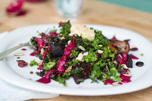 Salads: Kale & Cranberry Salad with Roasted Beet Dressing