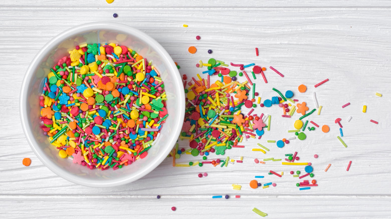 Bowl of colorful sprinkles