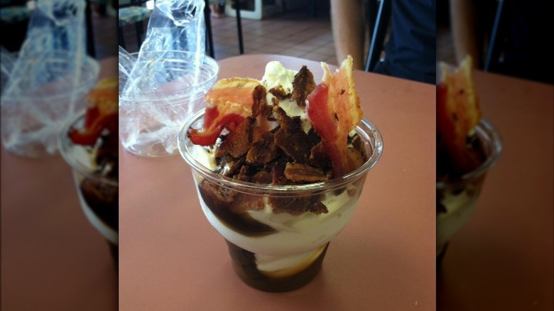 bacon sundae on table