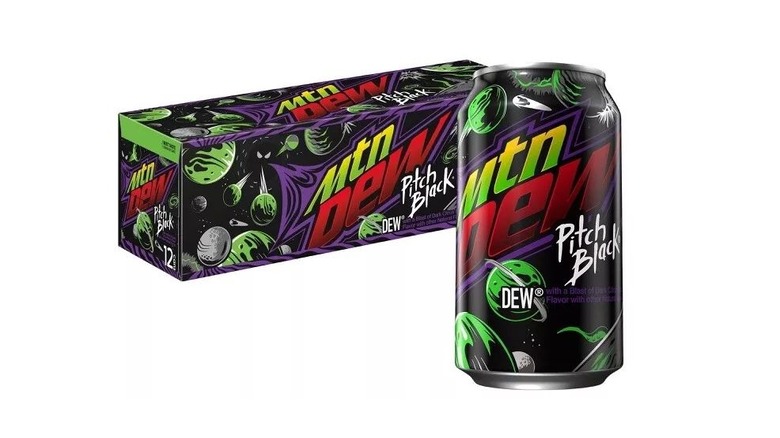 Mountain Dew Pitch Black box and can