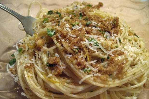 Angel Hair with Garlic and Lemon-Parmesan Breadcrumbs