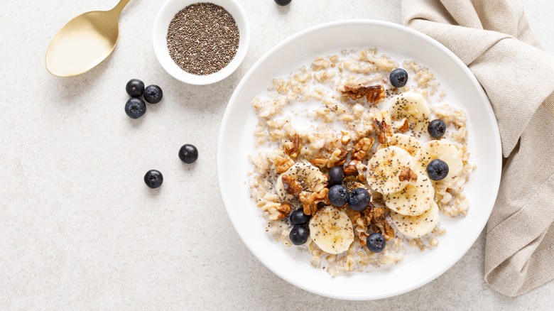 creamy oatmeal with toppings