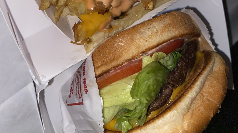 In N Out burger with cheese