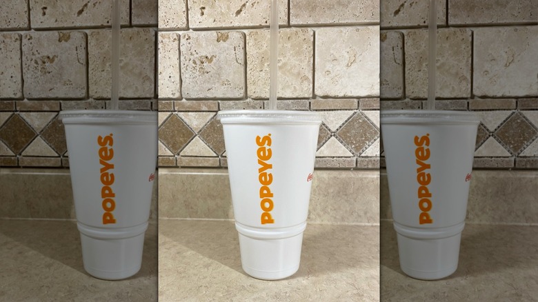 Popeye's to-go cup with straw